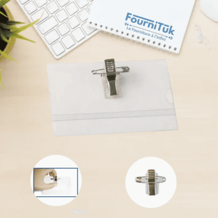 Porte-badge professionnel PVC transparent avec Épingle — BarakaMarket Maroc